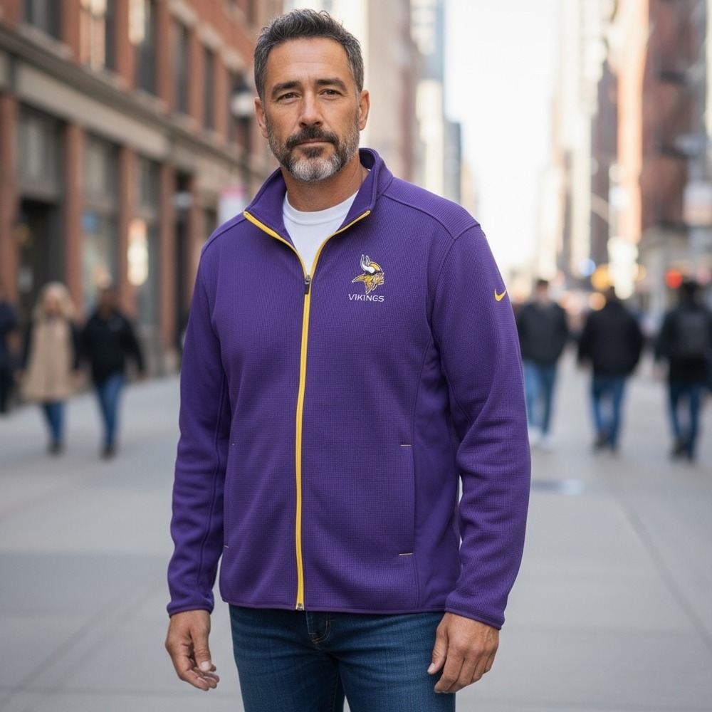 NFL Minnesota‎ Vikings Purple Full Zip Jacket Mens 2XL Fleece Lined